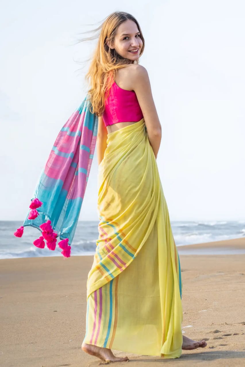 Laura - Handloom South Cotton Stripe Saree