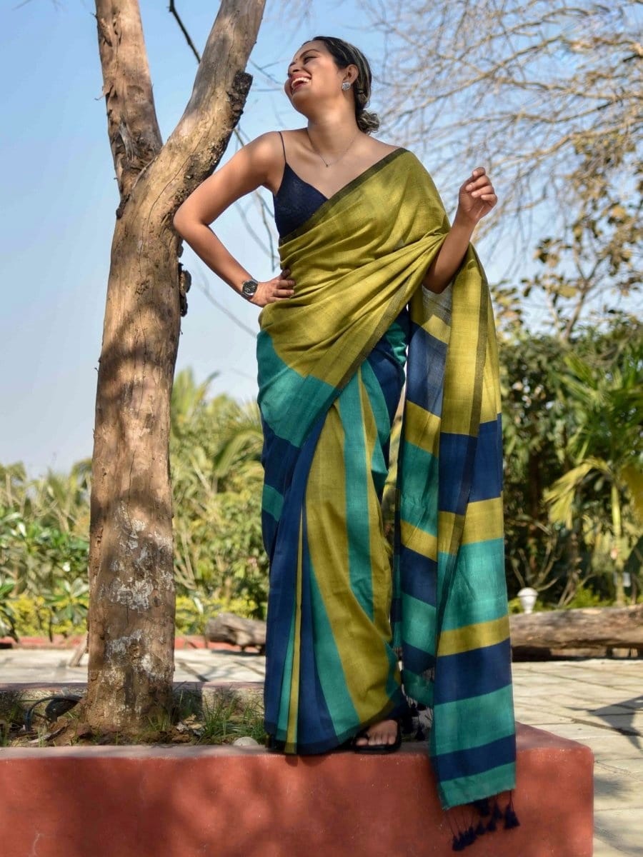 Twesha - Handloom South Cotton Stripe Saree