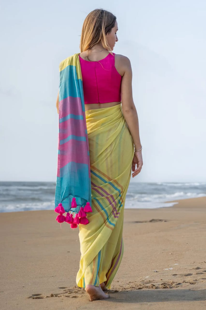 Laura - Handloom South Cotton Stripe Saree