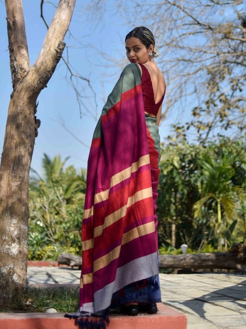 Liyana - Handloom South Cotton Stripe Saree