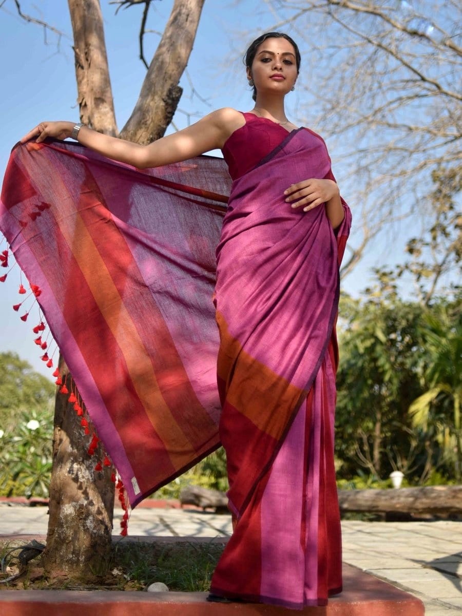 Monisha - Handloom South Cotton Stripe Saree