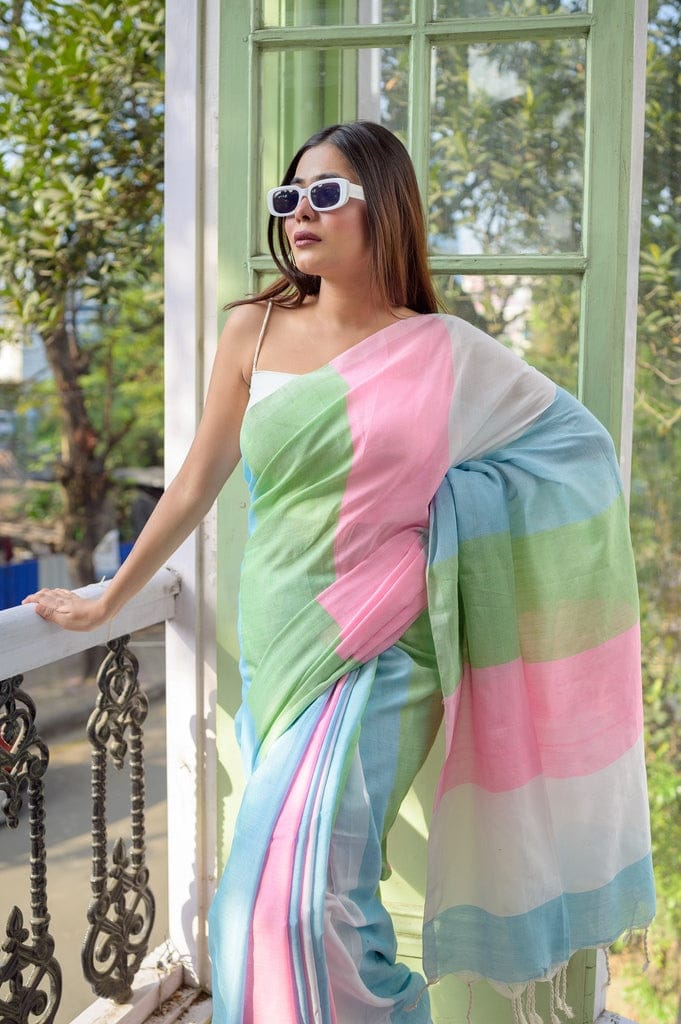 Nandini - Handloom South Cotton Stripe Saree