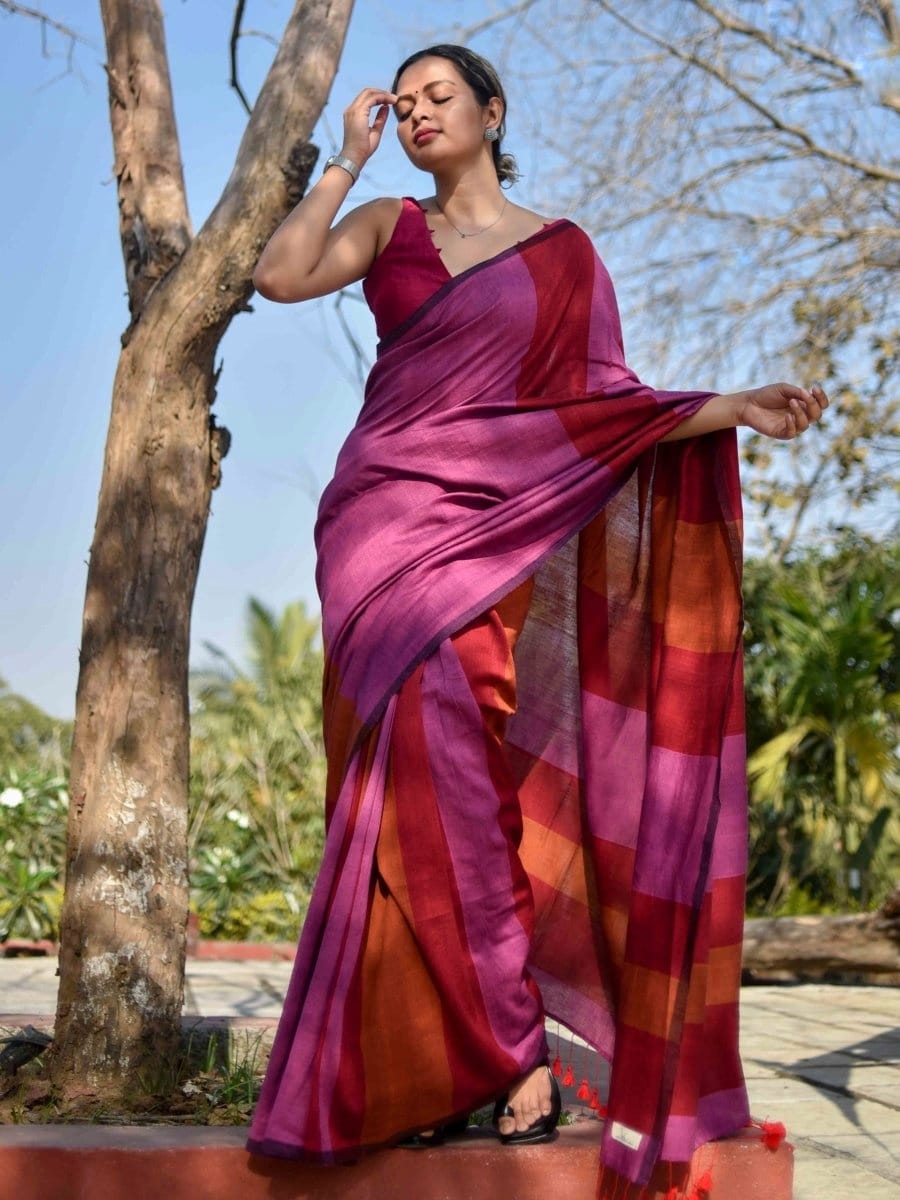 Monisha - Handloom South Cotton Stripe Saree