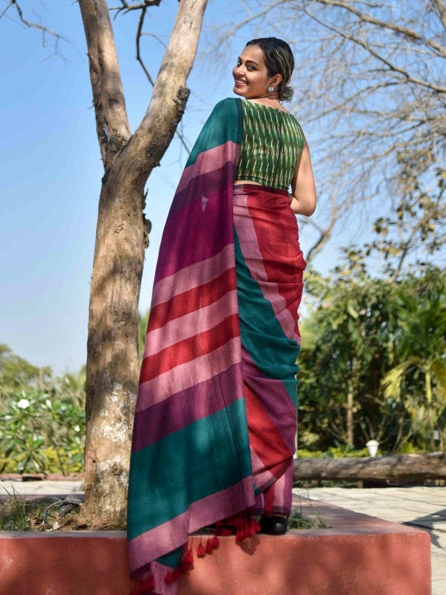 Gomeda - Handloom South Cotton Stripe Saree