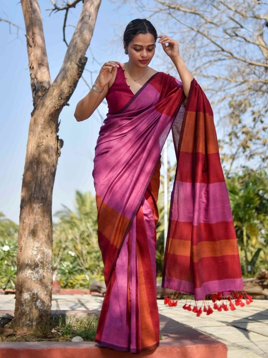 Monisha - Handloom South Cotton Stripe Saree