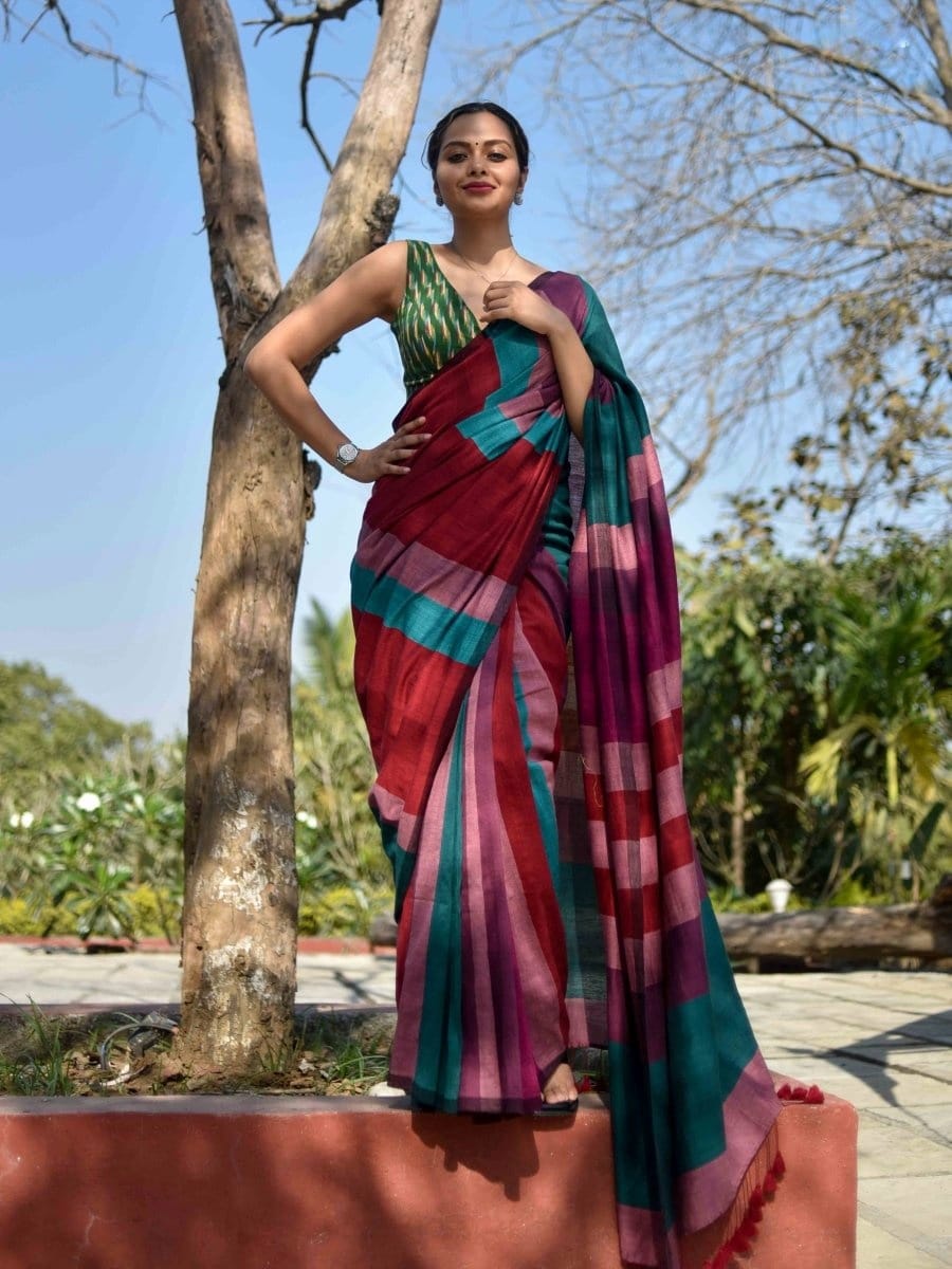 Gomeda - Handloom South Cotton Stripe Saree