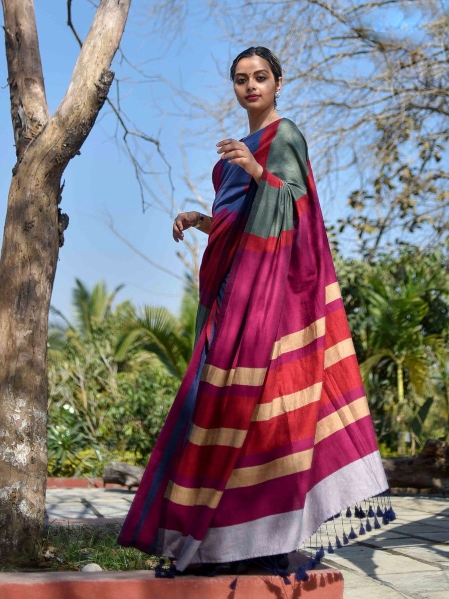 Liyana - Handloom South Cotton Stripe Saree