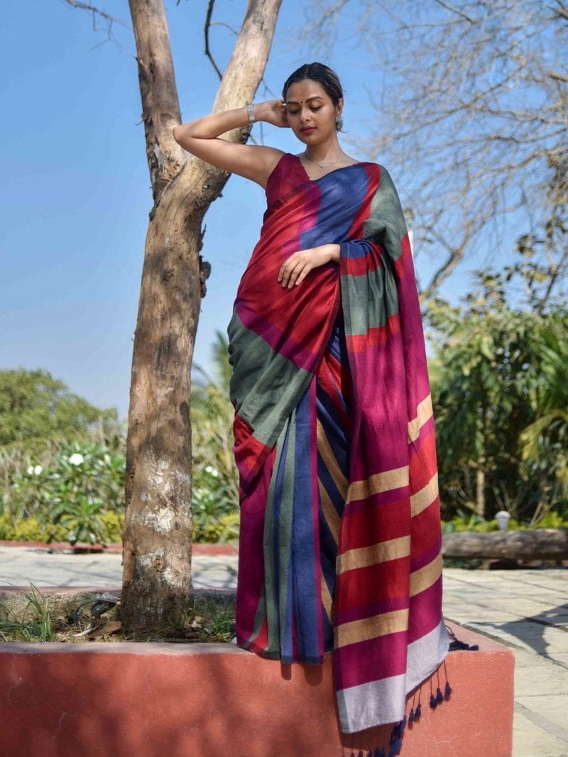 Liyana - Handloom South Cotton Stripe Saree