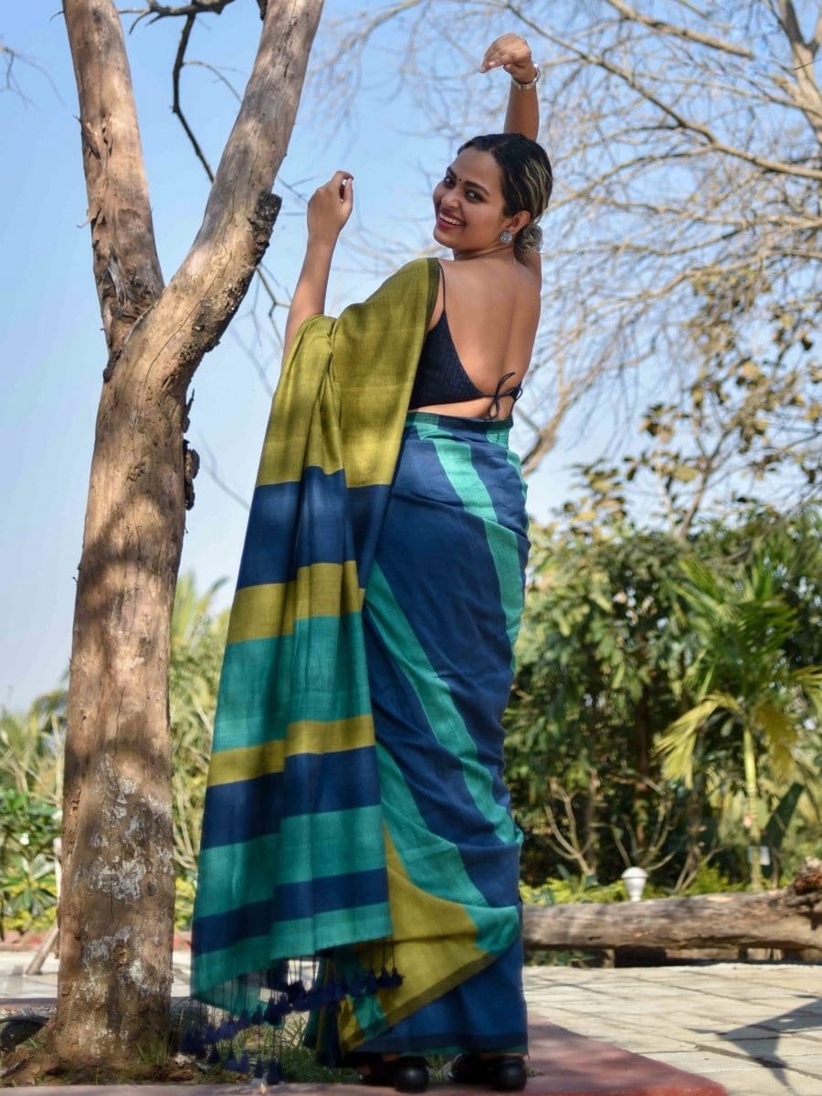 Twesha - Handloom South Cotton Stripe Saree