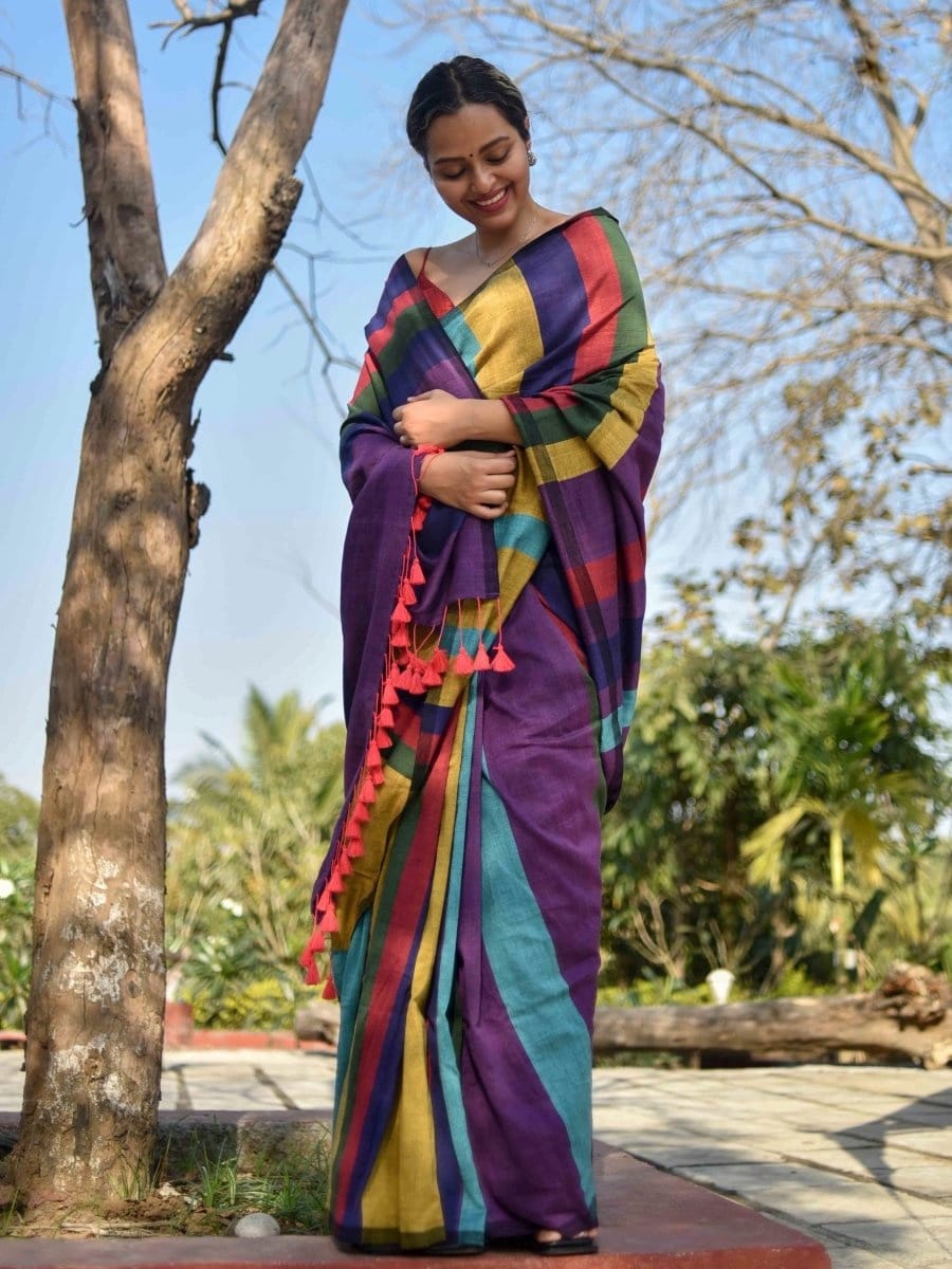 Neelam - Handloom South Cotton Stripe Saree