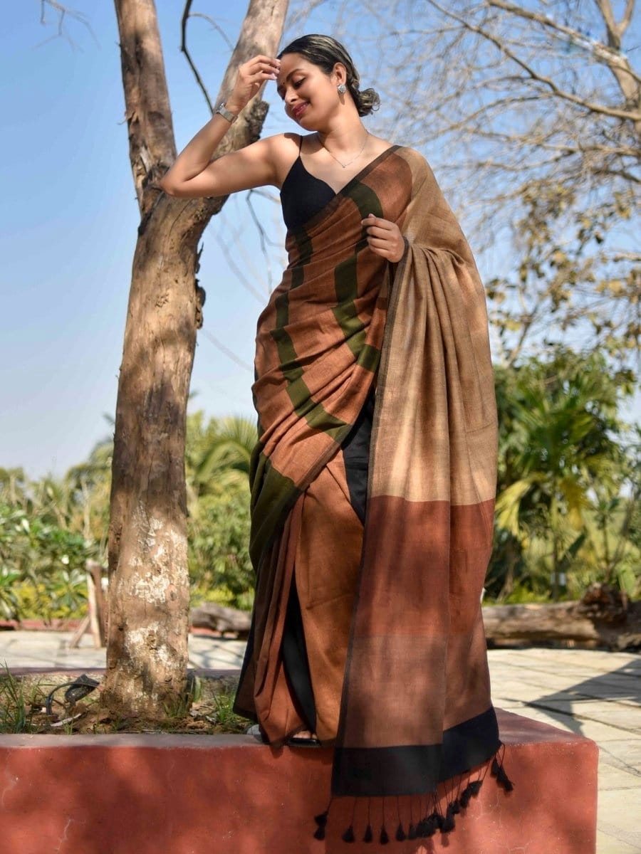 Shreya - Handloom South Cotton Stripe Saree