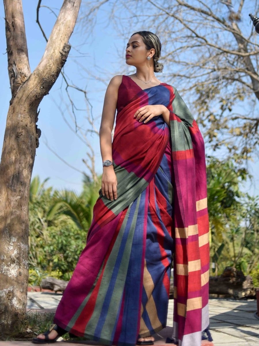 Liyana - Handloom South Cotton Stripe Saree