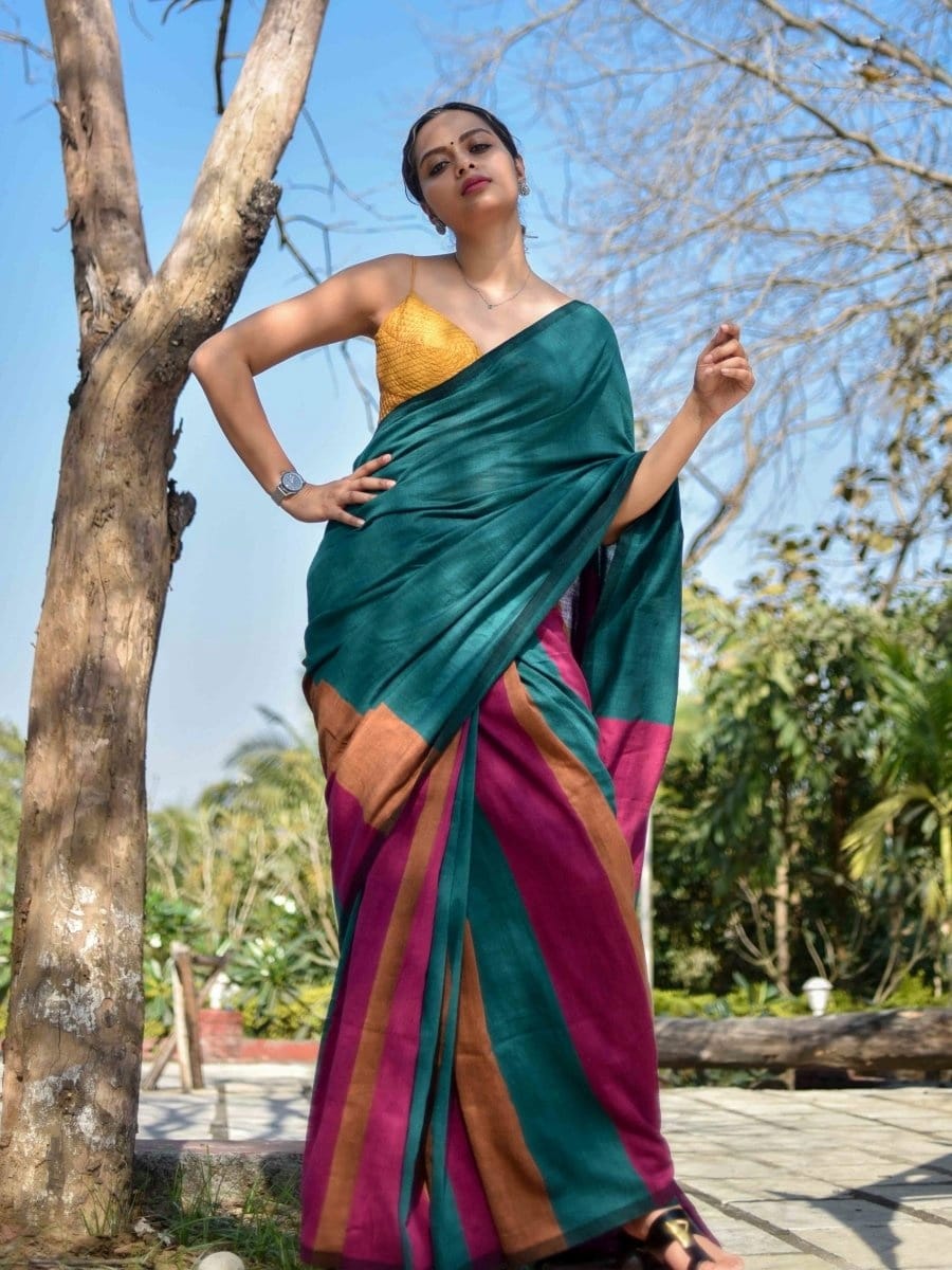 Shobhana - Handloom South Cotton Stripe Saree