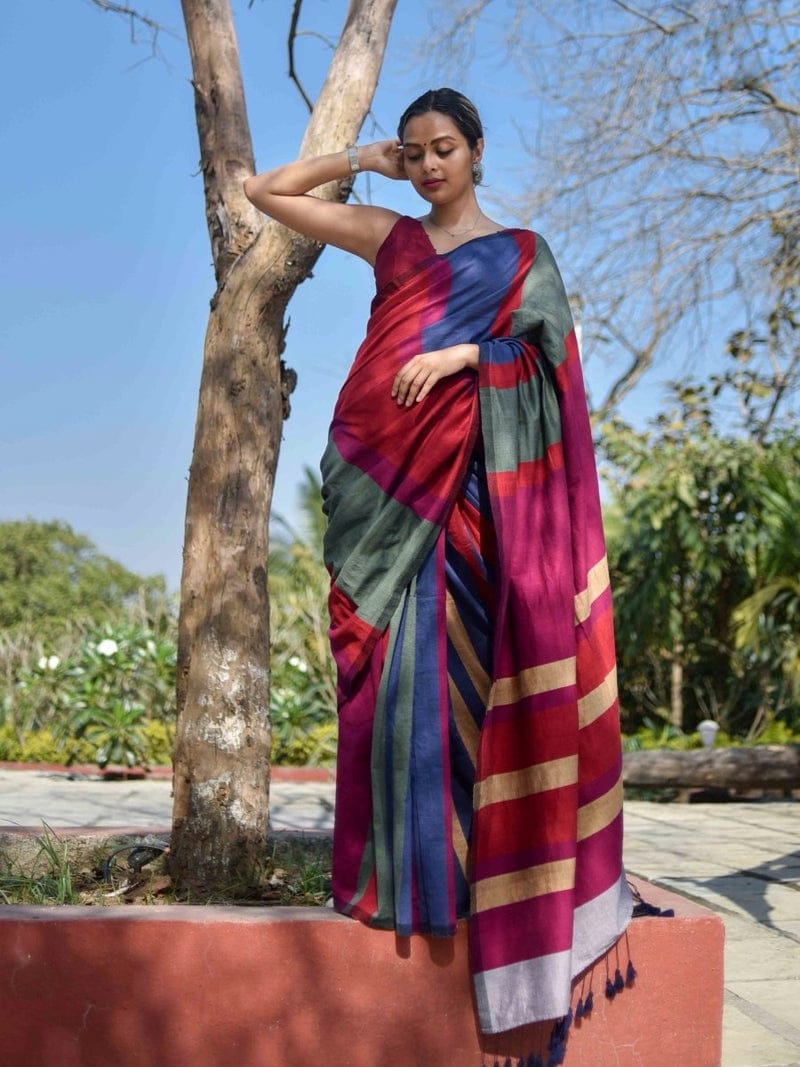 Liyana - Handloom South Cotton Stripe Saree