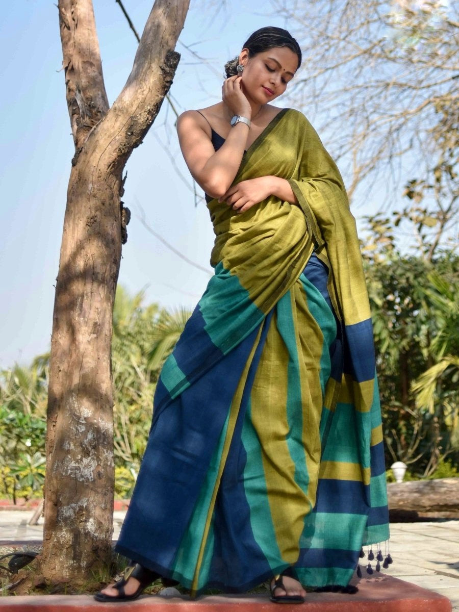 Twesha - Handloom South Cotton Stripe Saree