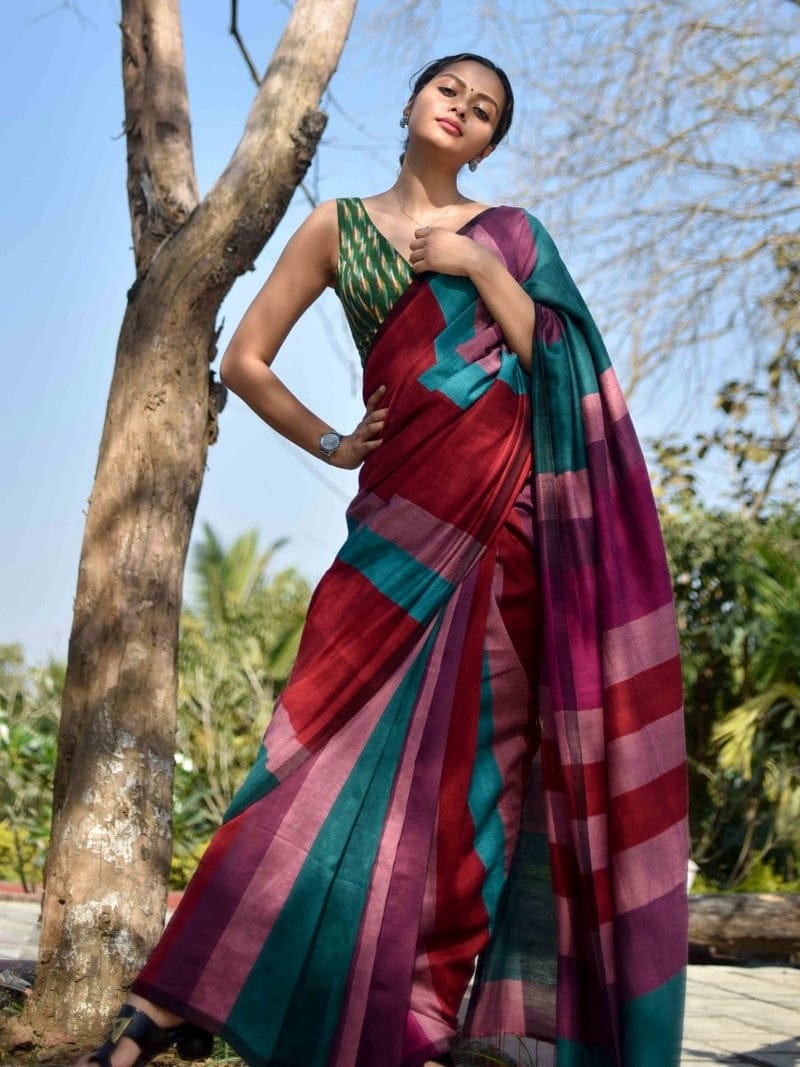 Gomeda - Handloom South Cotton Stripe Saree