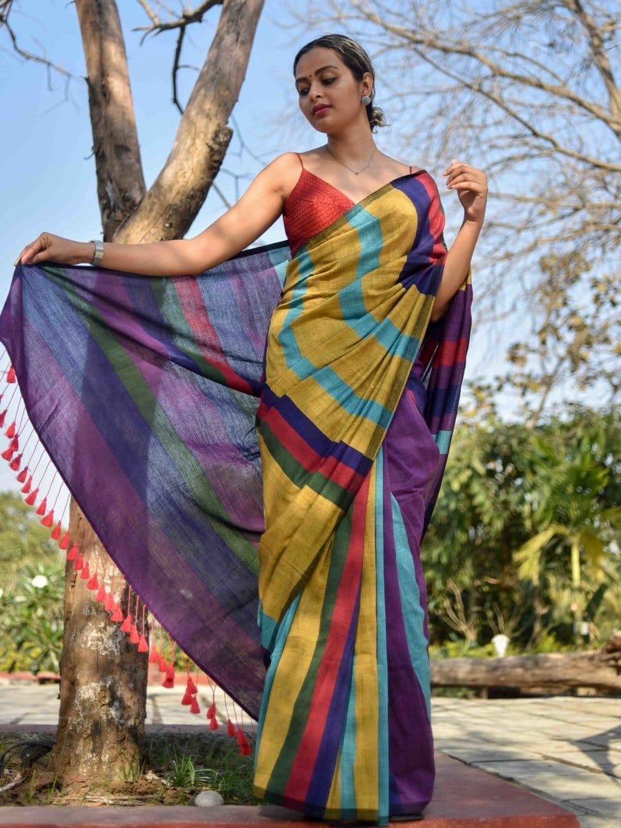 Neelam - Handloom South Cotton Stripe Saree