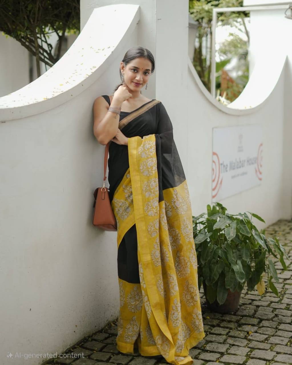 Lakshmi - Yellow Black Color Maheshwari Silk Saree